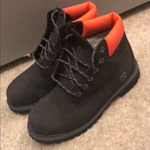 Gray and orange Tim boots